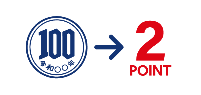 税抜100円※1のお買い上げで2ポイント