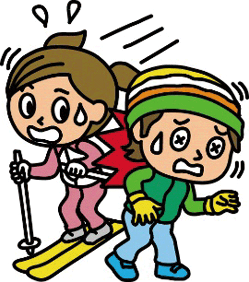 スキー中に他人と接触するイラスト